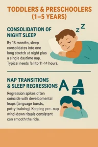 Infographic of a 1-5 years old Sleep Cycle