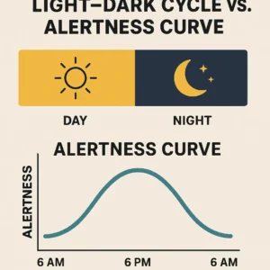 Infographic of Light–dark cycle vs. alertness curve