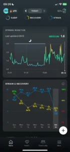 Screenshot of Whoop Stress Monitor During Sleep